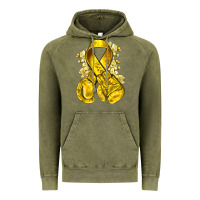 Vintage Olive Childhood Cancer yellow ribbon with boxing gloves Vintage Hoodie - NancyCooperArtShop