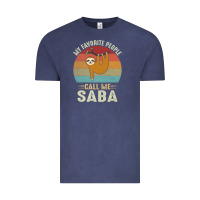 Vintage Denim mens my favorite people call me saba cute sloth lover grandpa premium Vintage Tee - linhVisuals