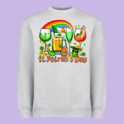 St. Patrick's Wine Glasses Heavyweight Sweatshirt Designed By Oliviacreatesart