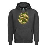 Charcoal Heather camouflage patch 5 Zipper Hoodie - BundleAndBundleShop