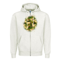 Oatmeal Heather camouflage patch 5 Zipper Hoodie - BundleAndBundleShop