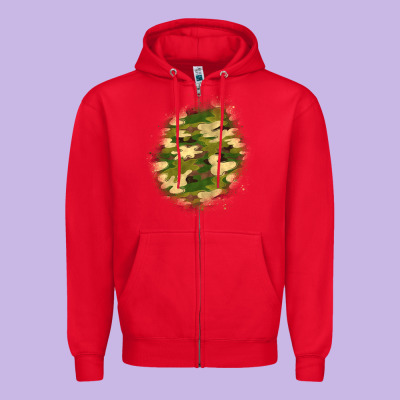 Camouflage Patch 5 Zipper Hoodie Designed By Bundleandbundleshop