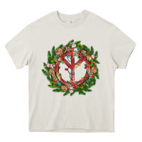 Cream Christmas peace Heavy Core Tee - MaliasSmallBusiness