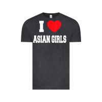Vintage Black i love asian girls t shirt Vintage Tee - linhVisuals