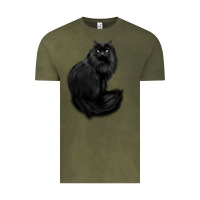 Vintage Olive black cat Vintage Tee - linhVisuals