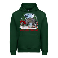 Forest Green greetings of the season y'all with armadillo Urban Hoodie - BarkalooDesign