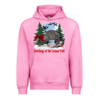 Fuchsia Pink greetings of the season y'all with armadillo Urban Hoodie - BarkalooDesign