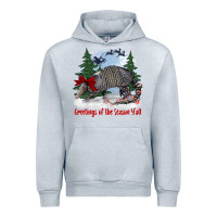 Heather Grey greetings of the season y'all with armadillo Urban Hoodie - BarkalooDesign