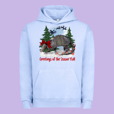 Greetings Of The Season Y'all With Armadillo Urban Hoodie Designed By Barkaloodesign