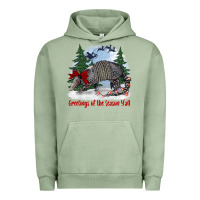 Pigment Oil Green greetings of the season y'all with armadillo Urban Hoodie - BarkalooDesign