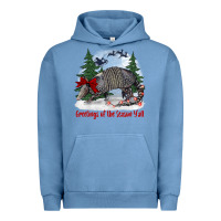Pigment Pebble Blue greetings of the season y'all with armadillo Urban Hoodie - BarkalooDesign