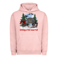 Pigment Salmon greetings of the season y'all with armadillo Urban Hoodie - BarkalooDesign