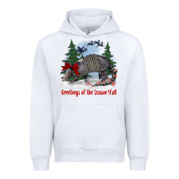 White greetings of the season y'all with armadillo Urban Hoodie - BarkalooDesign