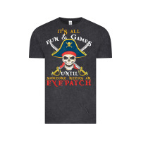 Vintage Black it's all fun & games until someone needs an eyepatch pirate t shirt Vintage Tee - linhVisuals