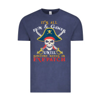 Vintage Denim it's all fun & games until someone needs an eyepatch pirate t shirt Vintage Tee - linhVisuals