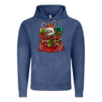 Vintage Denim Chrismas Santa claus bag Vintage Hoodie - NancyCooperArtShop