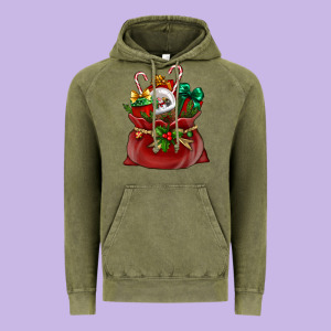 Chrismas Santa Claus Bag Vintage Hoodie Designed By Nancycooperartshop