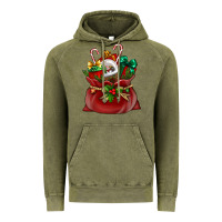 Vintage Olive Chrismas Santa claus bag Vintage Hoodie - NancyCooperArtShop