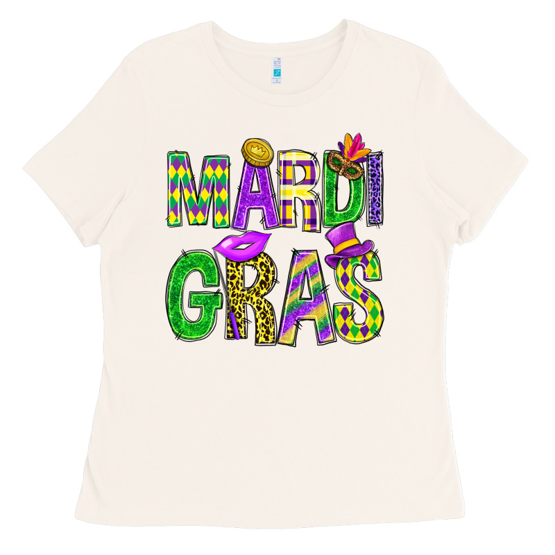 Mardi Gras Carnival Masks Digital Paper Ladies Tee by BundleAndBundleShop | Teevron