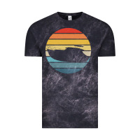 Cloud Black boat t  shirt boat trip silhouette on a distressed retro sunset produc Vintage Tee - linhVisuals