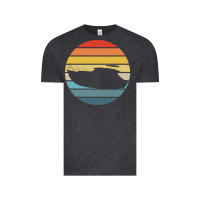Vintage Black boat t  shirt boat trip silhouette on a distressed retro sunset produc Vintage Tee - linhVisuals