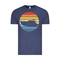 Vintage Denim boat t  shirt boat trip silhouette on a distressed retro sunset produc Vintage Tee - linhVisuals