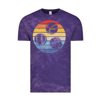 Cloud Purple bocce ball t  shirt bocce ball silhouette on a distressed retro sunset Vintage Tee - linhVisuals