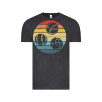 Vintage Black bocce ball t  shirt bocce ball silhouette on a distressed retro sunset Vintage Tee - linhVisuals