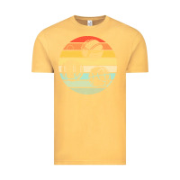 Vintage Mustard bocce ball t  shirt bocce ball silhouette on a distressed retro sunset Vintage Tee - linhVisuals
