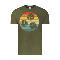 Vintage Olive bocce ball t  shirt bocce ball silhouette on a distressed retro sunset Vintage Tee - linhVisuals