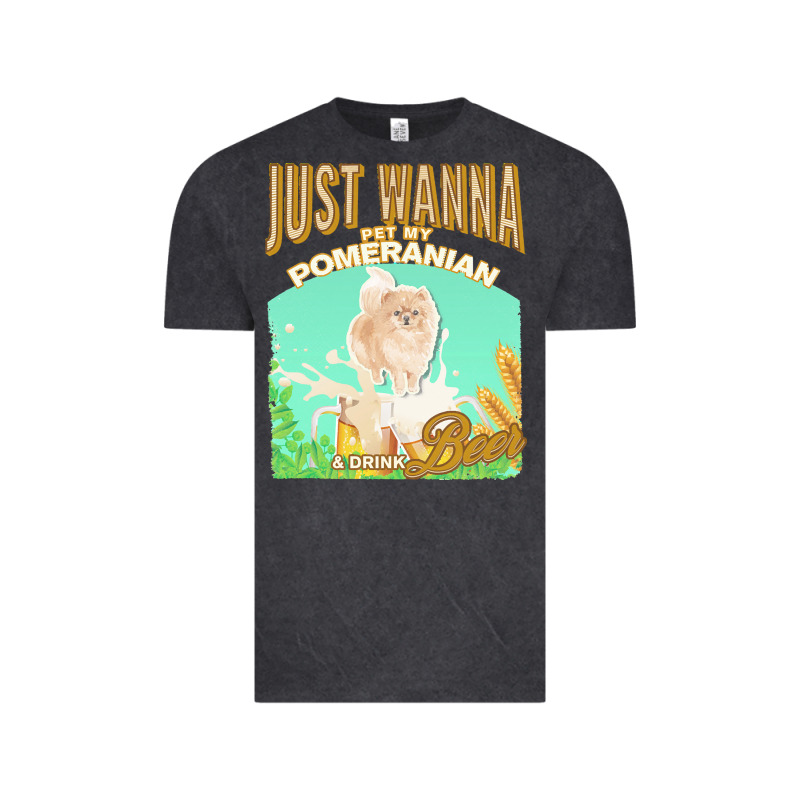 Pommeranian T  Shirt Dog Owner, Just Wanna Pet My Pommeranian & Drink Vintage Tee by linhVisuals | Teevron