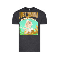Vintage Black pommeranian t  shirt dog owner, just wanna pet my pommeranian & drink Vintage Tee - linhVisuals