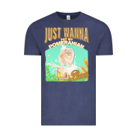 Vintage Denim pommeranian t  shirt dog owner, just wanna pet my pommeranian & drink Vintage Tee - linhVisuals