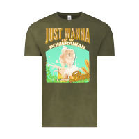 Vintage Olive pommeranian t  shirt dog owner, just wanna pet my pommeranian & drink Vintage Tee - linhVisuals
