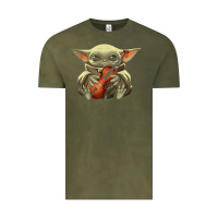 Vintage Olive baby yoda hug violin [tb] Vintage Tee - linhVisuals