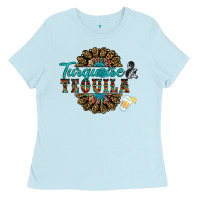Baby Blue turquoise gemstone and taquila Ladies Tee - RanaPortraitStore