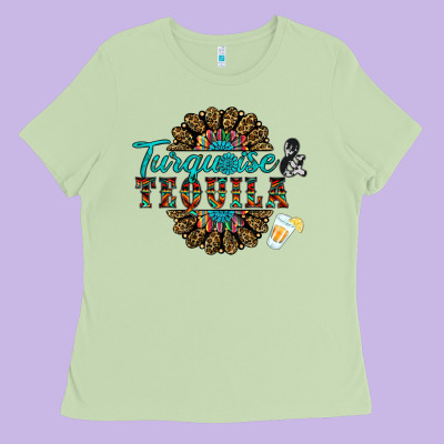 Turquoise Gemstone And Taquila Ladies Tee Designed By Ranaportraitstore