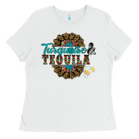 White turquoise gemstone and taquila Ladies Tee - RanaPortraitStore