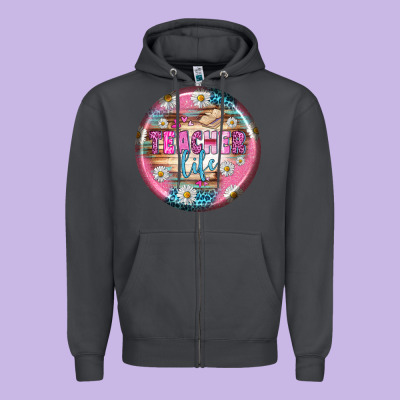 Teacher Life Earrings Zipper Hoodie Designed By Bundleandbundleshop
