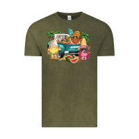 Vintage Olive summer gnomies truck Vintage Tee - NancyCooperArtShop