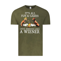 Vintage Olive it's all fun and games until someone loses a wiener shirt Vintage Tee - linhVisuals