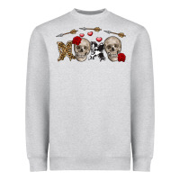 Heather Grey Xoxo Valentine skulls Valentine's Day Heavyweight Sweatshirt - FaDigitalArtStudio