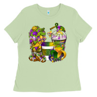 Matcha Mardi Gras Coffee Cups Ladies Tee - BundleAndBundleShop