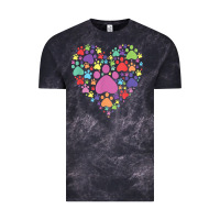 Cloud Black heart paw print dog cat lover valentines day t shirt Vintage Tee - linhVisuals