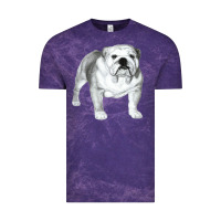 Cloud Purple English Bulldog Art Vintage Tee - linhVisuals