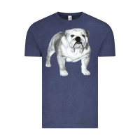 Vintage Denim English Bulldog Art Vintage Tee - linhVisuals