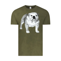Vintage Olive English Bulldog Art Vintage Tee - linhVisuals