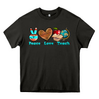 Asphalt peace love teach Heavy Core Tee - NancyCooperArtShop