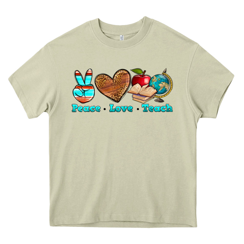Peace Love Teach Heavy Core Tee by NancyCooperArtShop | Teevron