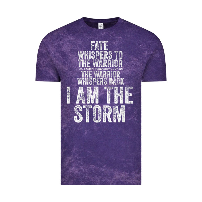 Fate Whispers To Warrior I Am The Storm Quote Gritty Fighter T Shirt Vintage Tee by linhVisuals | Teevron